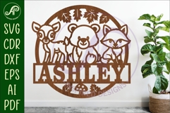 Woodland animals name sign design for laser cutting Product Image 1