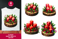 watercolor clipart png - christmas candle Product Image 1