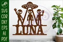 Alien Name Sign SVG, UFO Kids Name Sign, Space Name Decor Product Image 1