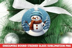 Christmas Round Ornament | Christmas Sublimation | Snowman Product Image 1