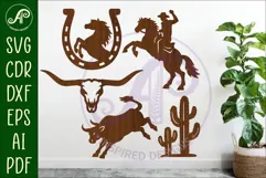 Western, Cowboy Cowgirl silhouettes laser cut outs 1 Product Image 1