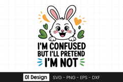 Cute Bunny Confused Quote Design SVG PNG Product Image 1