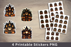 halloween printable sticker - haunted house with bats Product Image 1