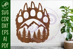 Bear paw print mountain scene wall sign Product Image 1
