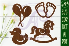 Baby icons silhouette laser cut outs SVG file 5 Product Image 1