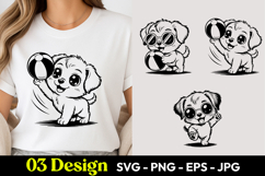Ball Playing Puppy SVG PNG Product Image 1