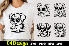 Cute Puppy Sunglasses TShirt SVG PNG Product Image 1