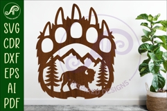 Bear paw print with Bison wall sign Product Image 1