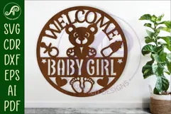 Welcome baby girl wall sign svg laser cut design Product Image 1