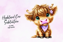 Highland Baby cow clipart sublimation png Product Image 1