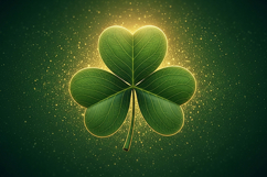 Green four-leaf clover with a golden glow Product Image 1