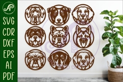 Dog SVG Bundle 9 Dog Breeds Laser Cut Files, Dog Faces, Pet Product Image 1