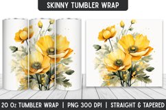 Watercolor Flower Tumbler Wrap | Sublimation Designs Product Image 1