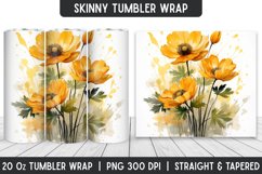 Watercolor Flower Tumbler Wrap | Sublimation Designs Product Image 1