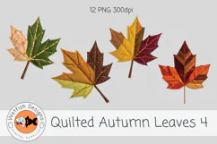 Quilted Fabric PNG Leaves 4 Product Image 2
