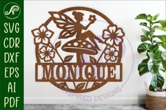 Fairy Name Sign SVG, Mushroom Fairy Nursery Sign Product Image 1