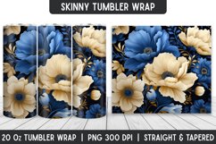 Flower Tumbler Wrap | 3D Sublimation | Skinny Tumbler Product Image 1