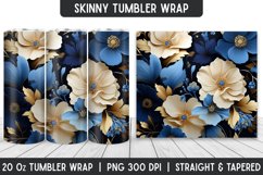 Flower Tumbler Wrap | 3D Sublimation | Skinny Tumbler Product Image 1