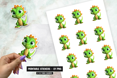 Green Baby Dino Character Sticker Sublimation PNG Product Image 1