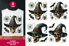 halloween clipart png - skull witch Product Image 1