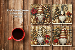 square coaster - gold christmas gnome Product Image 1