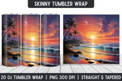 Sunset on Beach Tumbler Wrap | Skinny | 3D Sublimation Product Image 1