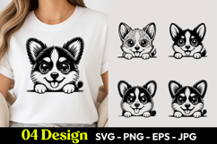 Cute Corgi Peeking Dog SVG PNG Product Image 1