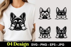 Cute German Shepherd Peeking SVG PNG Product Image 1