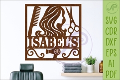 Square Hairdresser Name Sign, Custom Salon Wall Decor, Product Image 1