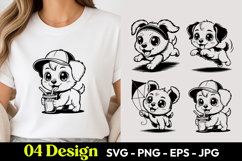 Cute Puppy With Drink SVG PNG Product Image 1