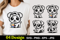 Cute Puppy Drinking Juice SVG PNG T Shirt Design Product Image 1