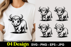 Cute Baby Buffalo SVG PNG T Shirt Design Product Image 1