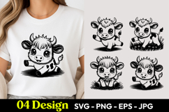 Cute Baby Cow SVG PNG T Shirt Design Product Image 1