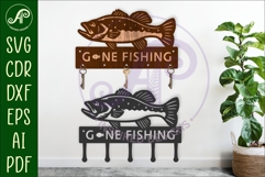 Gone fishing bass fish Key holder designs for wood and metal Product Image 1