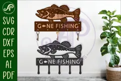 Gone fishing bass fish Key holder designs for wood and metal Product Image 1