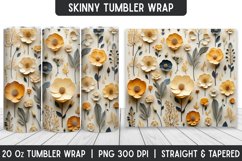 Flower Tumbler Wrap | 3D Sublimation | Skinny Tumbler Product Image 1