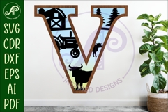 Farm Large V wall Letter 3 layer sign Product Image 1