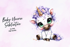 Baby Unicorn clipart sublimation png Product Image 1
