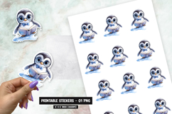 Adorable Blue Penguin Pose Sticker Sublimation PNG Product Image 1