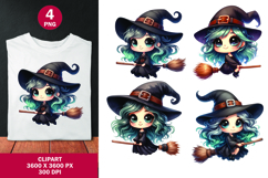 halloween clipart png - cute kawaii witch Product Image 1