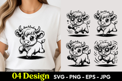 Cute Running Baby Cow SVG PNG T Shirt Design Product Image 1