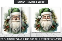 Watercolor Santa Tumbler Wrap | Christmas | Tumbler Product Image 1