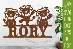 Cute Lions Name Sign SVG, Safari Animal Personalized sign Product Image 1