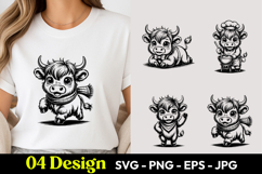 Cute Highland Cow with Scarf T Shirt Design Product Image 1
