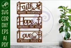Bible quotes wall sign laser cut. Faith, Hope, Love Product Image 1