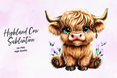 Highland Baby cow clipart sublimation png Product Image 1