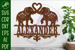 Elephants personalized name sign laser cut Product Image 1