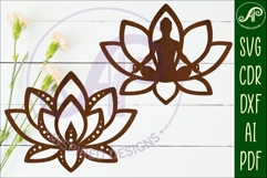 Lotus flower wall art signs, SVG files. 2 Product Image 1