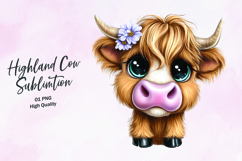 Highland Baby cow clipart sublimation png Product Image 1