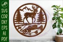 Buck and Bass, Hunting and fishing wall sign, SVG f Product Image 1